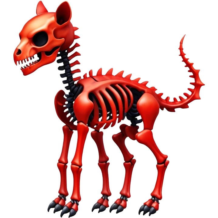 A black and red gradient epic shiny cool edgy skeletal animal, full body emoji