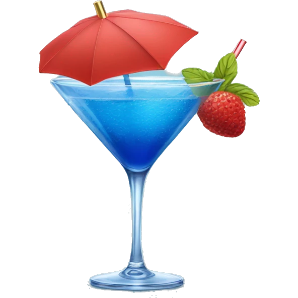 Blue Cocktail drink with a red mini-parasol emoji