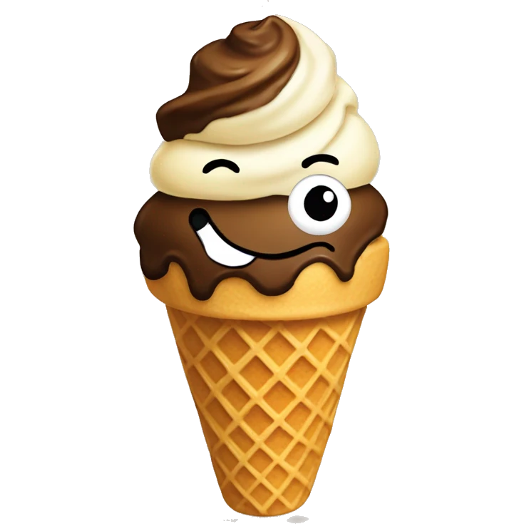 coffee ice cream in a waffle cone emoji