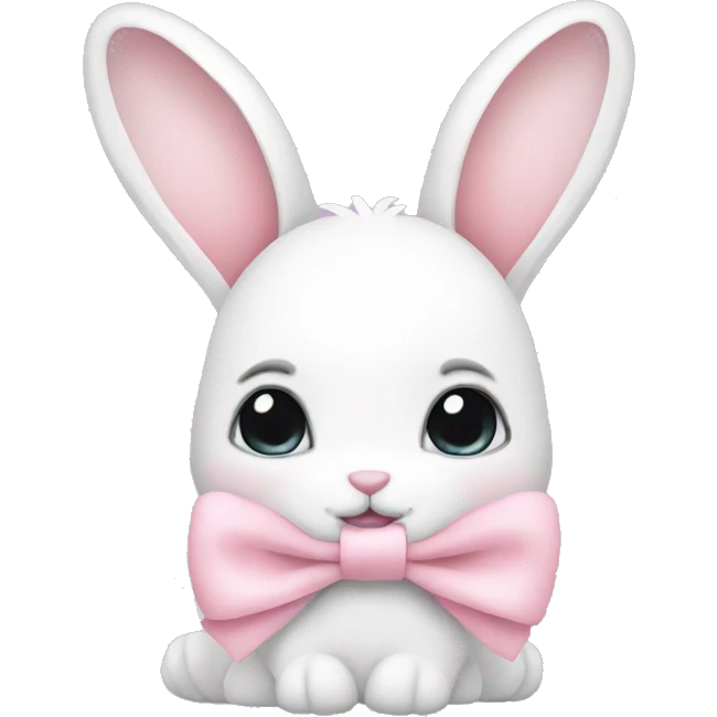 white bunny with pastel pink bow emoji