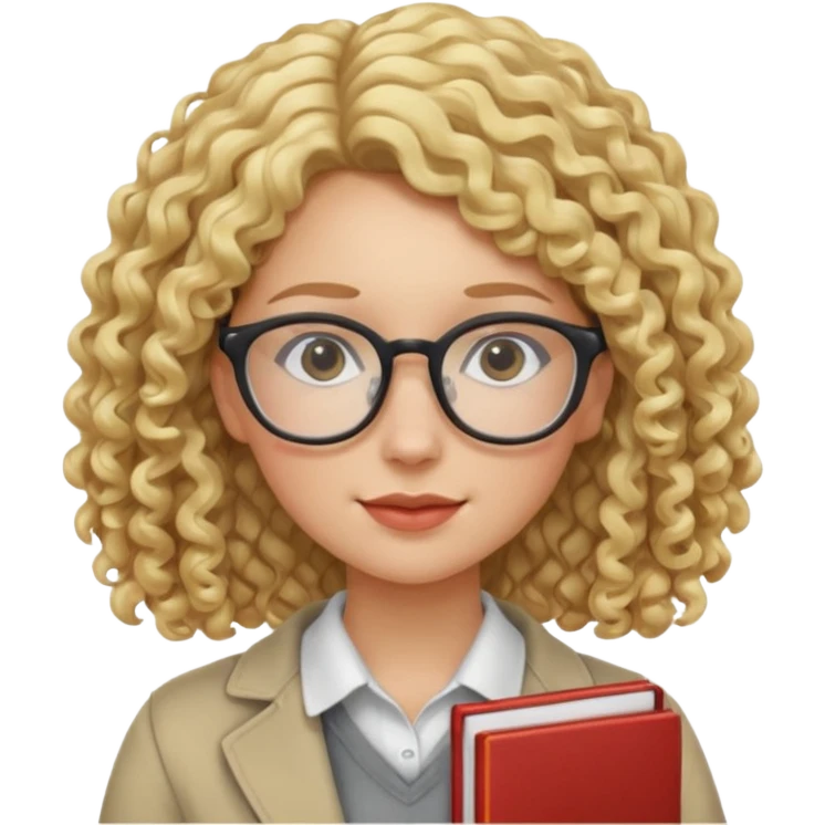 woman student , curly blone hair emoji