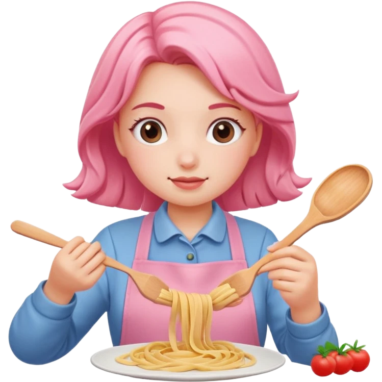 pink girl making pasta emoji