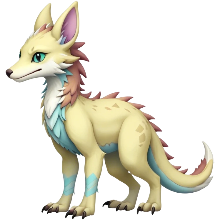 Feral Rare Fantasy cute pastel Vernid-Sergal-animal-creature-hybrid by LiLaiRa, markings, tufted ears, full body emoji