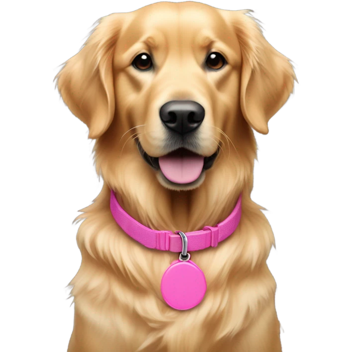 Golden retriever with pink collar wearing pink air Jordan’s emoji