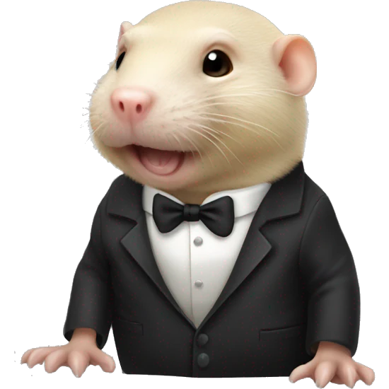 Naked mole rat in tuxedo emoji