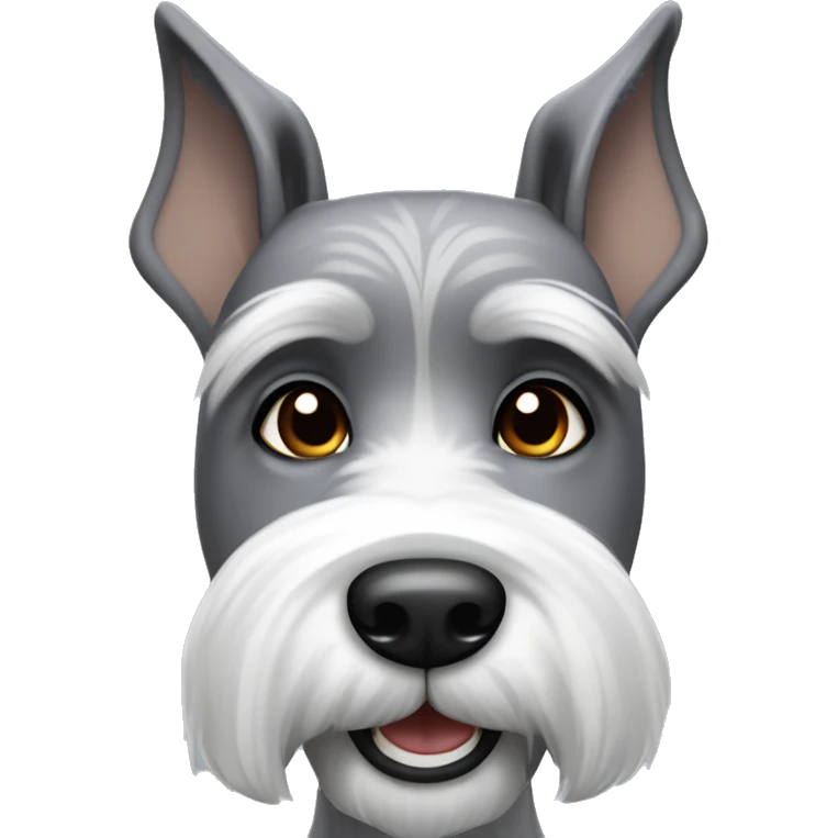Happy gray and white schnauzer with pointy ears emoji
