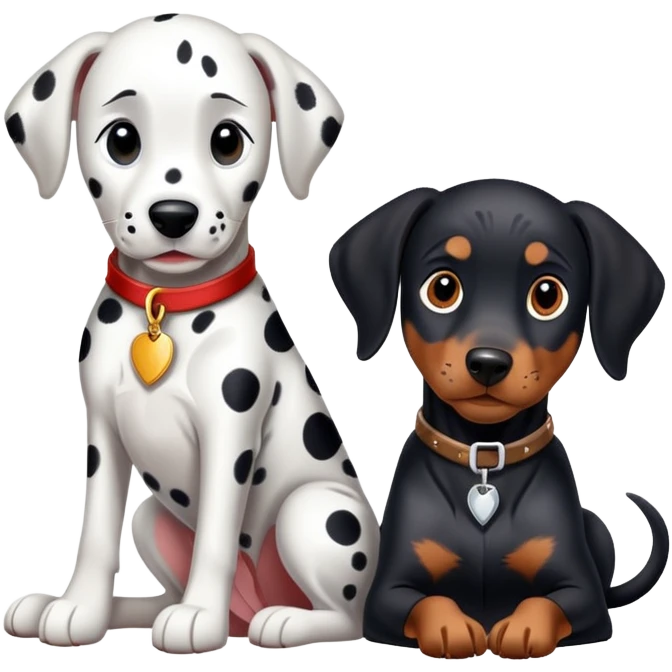 2 dogs : 1 Dalmatian + 1 dobermann emoji