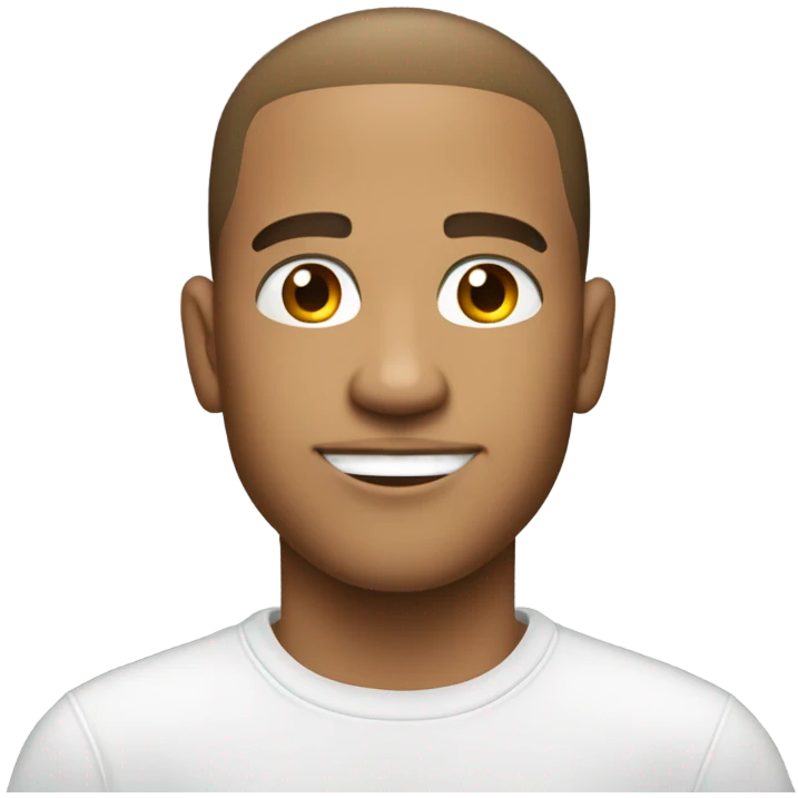 Young and good looking light skinned man wearing a white collared t shirt emoji