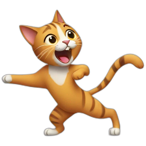 Cat dancing with a dog emoji