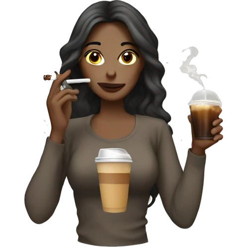 smoking with an iced coffee white girl emoji