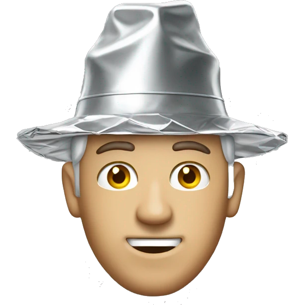 Tin foil hat on white man emoji