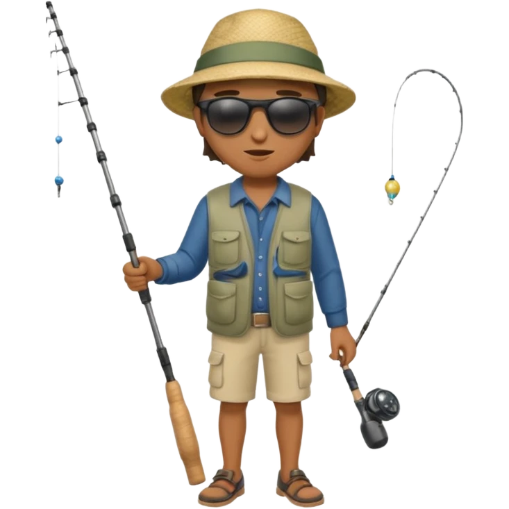 man casting a fishing rod, full body emoji