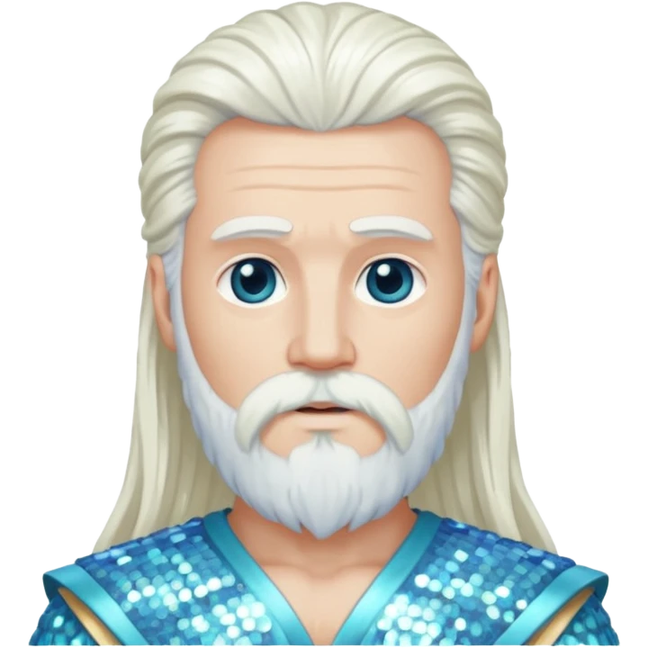 Uranus, God of Sky from Gods and Goddesses with long white hair and beard, white sequin outfit emoji