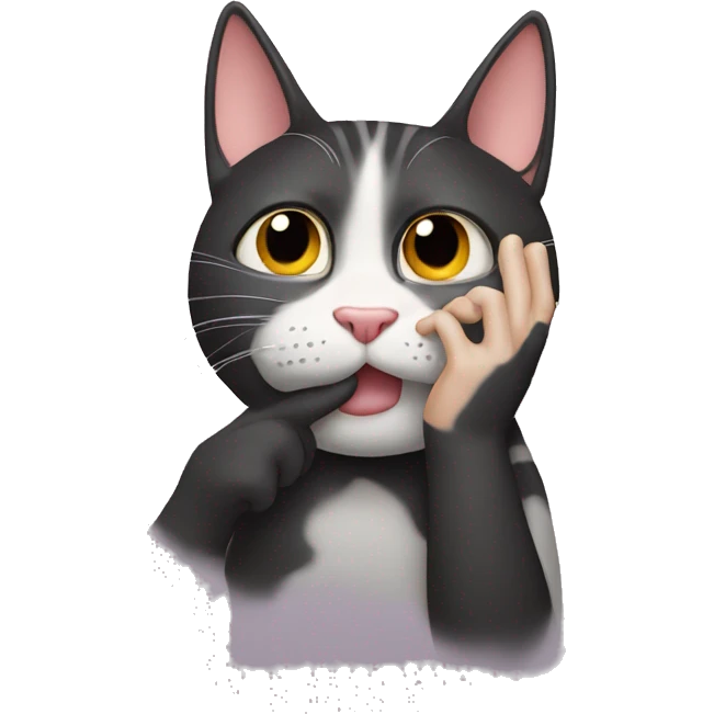 Cat hand over face emoji