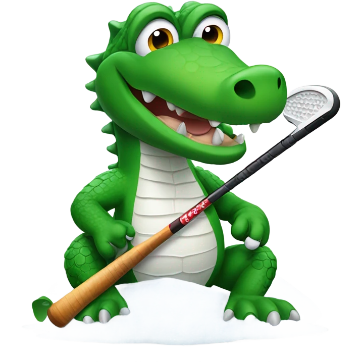 Alligator with snow on it and add golf club in mouth emoji