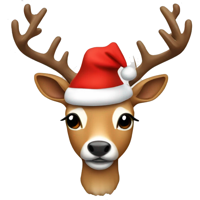 Reendeer with santa hat emoji