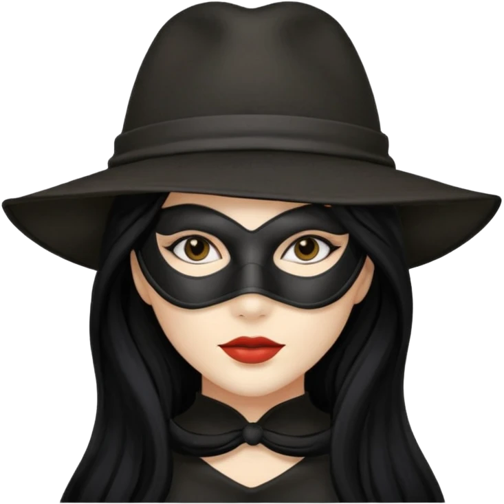 masked Women with hat long black hair  emoji