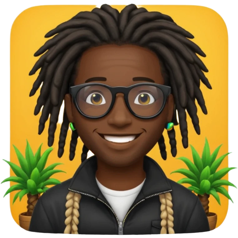 a black african guy with dreadlocks, wearing black shades and aura farming emoji emoji