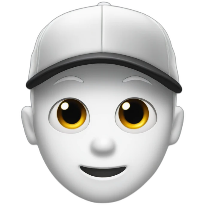 ghost emoji with a black baseball cap and short hair sticking out emoji