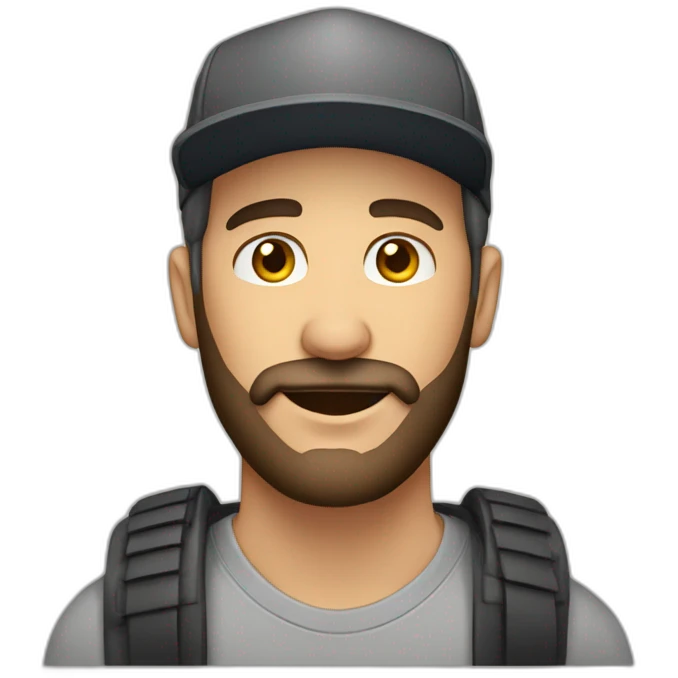 Hombre de 30 años con barba y gorra  emoji