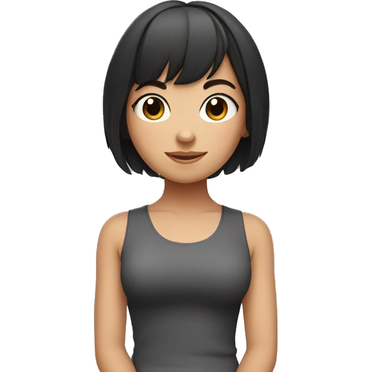 Cute yoga girl with dark hair and bangs emoji
