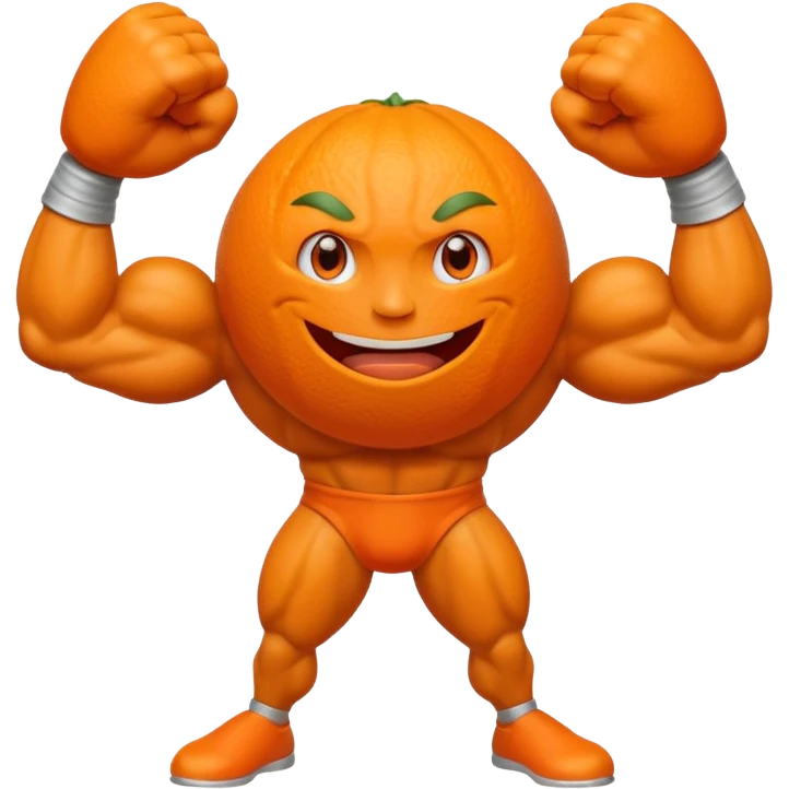  orange  with a face  had strong arms and legs emoji