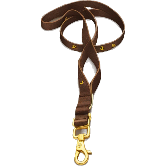 Brown dog leash with golden carabiner and strap  emoji