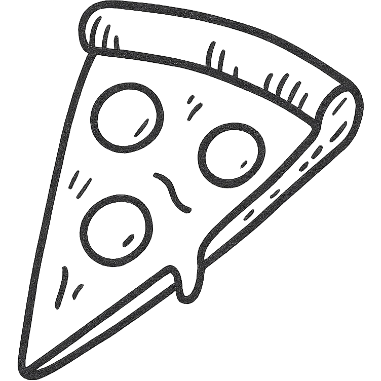 hand-drawn outlined slice of pizza icon emoji