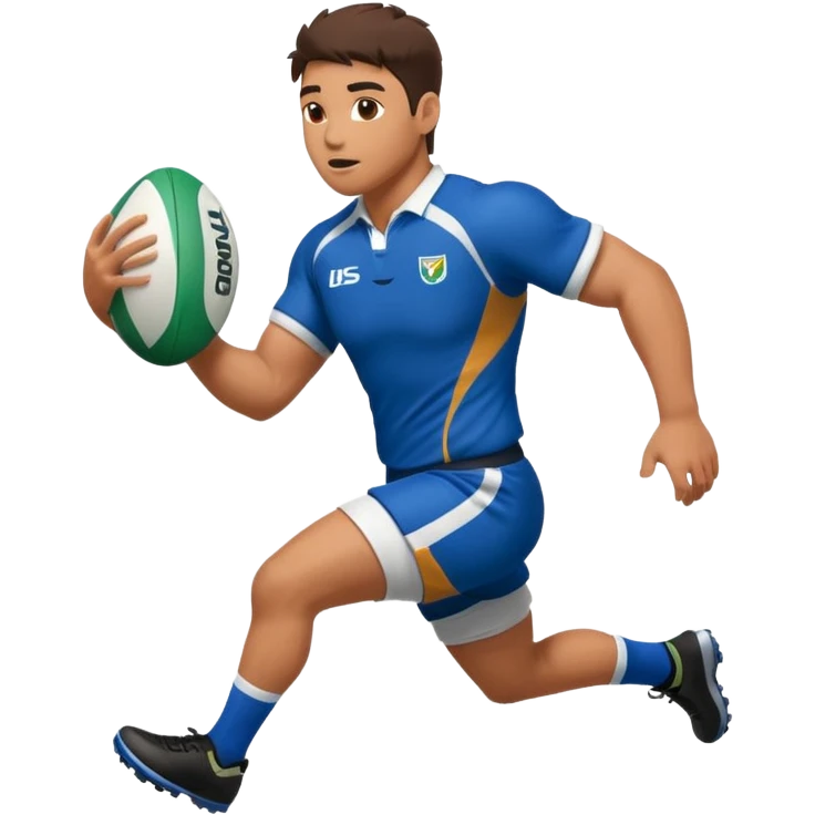 Rugby player with ball running emoji