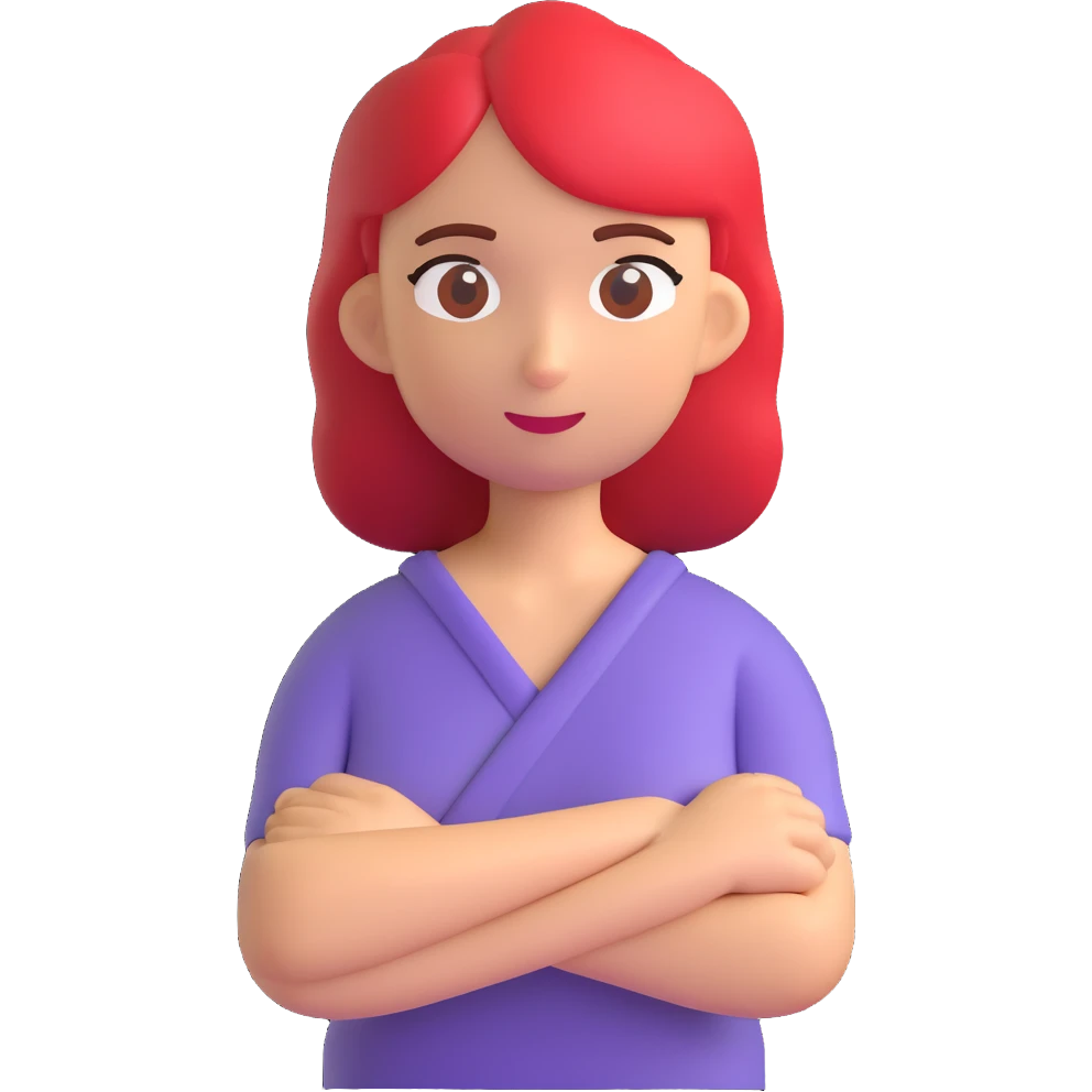 a woman crossing her arms, 3d emoji style emoji