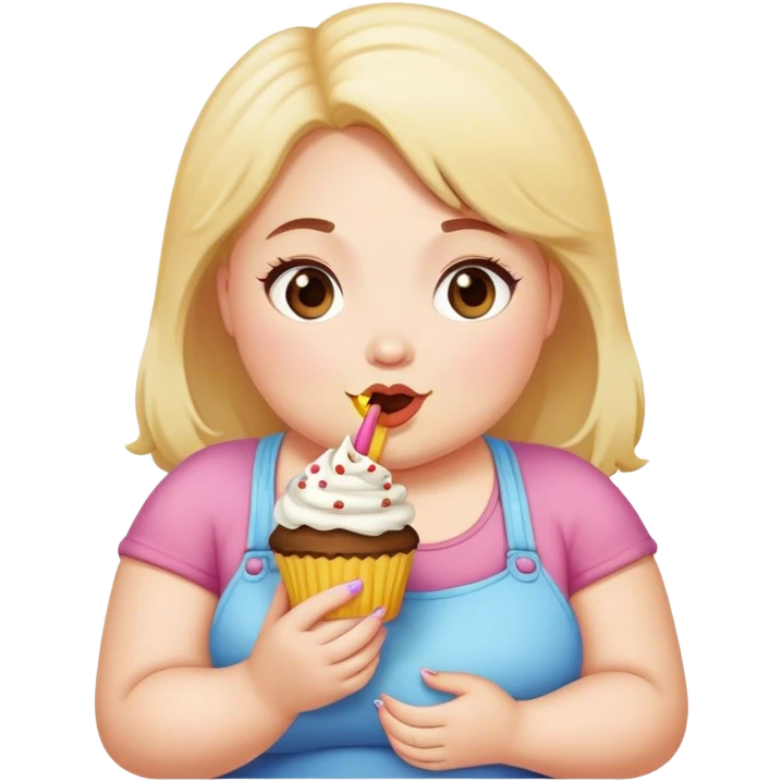 Fat little girl eating cupcake emoji