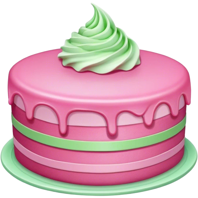 Pink cake with green cream emoji