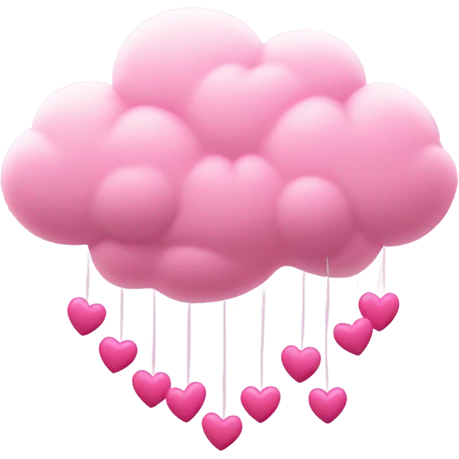 Pink cloud with dangling pink hearts  emoji