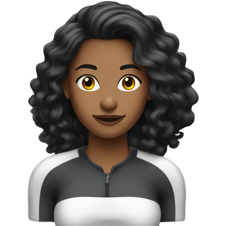 A really pretty woman long black blowdried hair wearing a gym outfit  emoji
