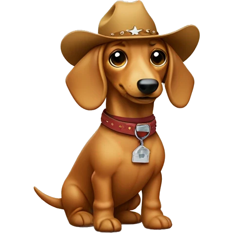 Full body blonde sausage dog wearing cowboy boots  emoji