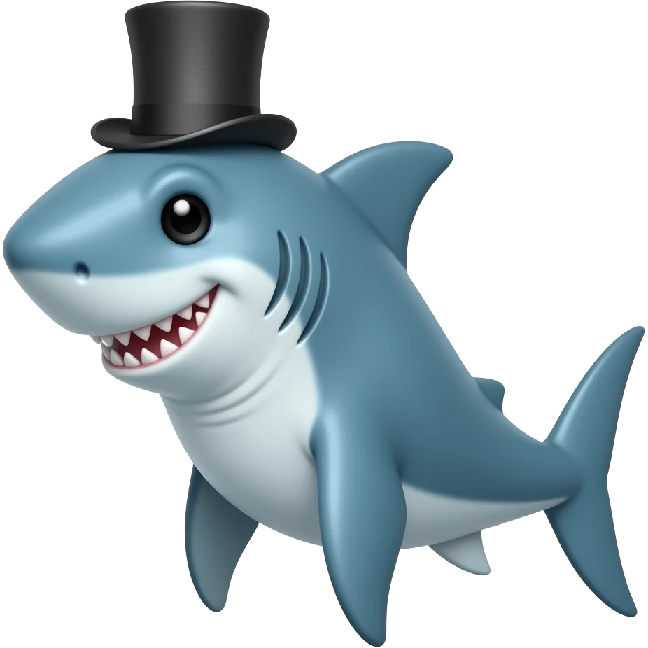 Shark with a top hat emoji