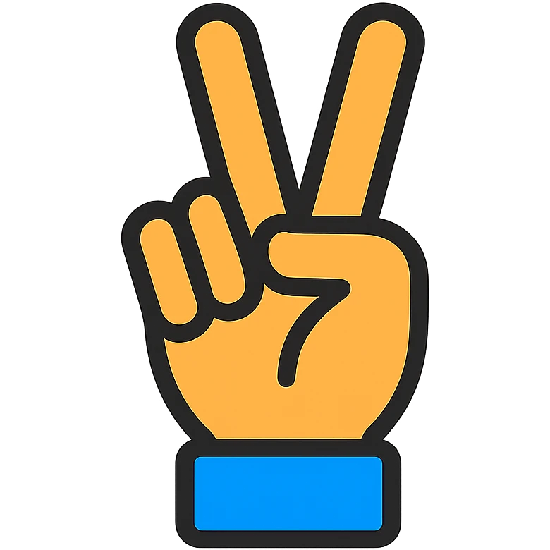 hand making a V sign, color outline icon style emoji