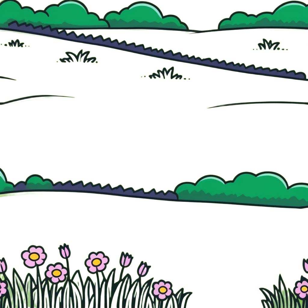 a simple grassy field with a few flowers, cartoonish sticker style emoji