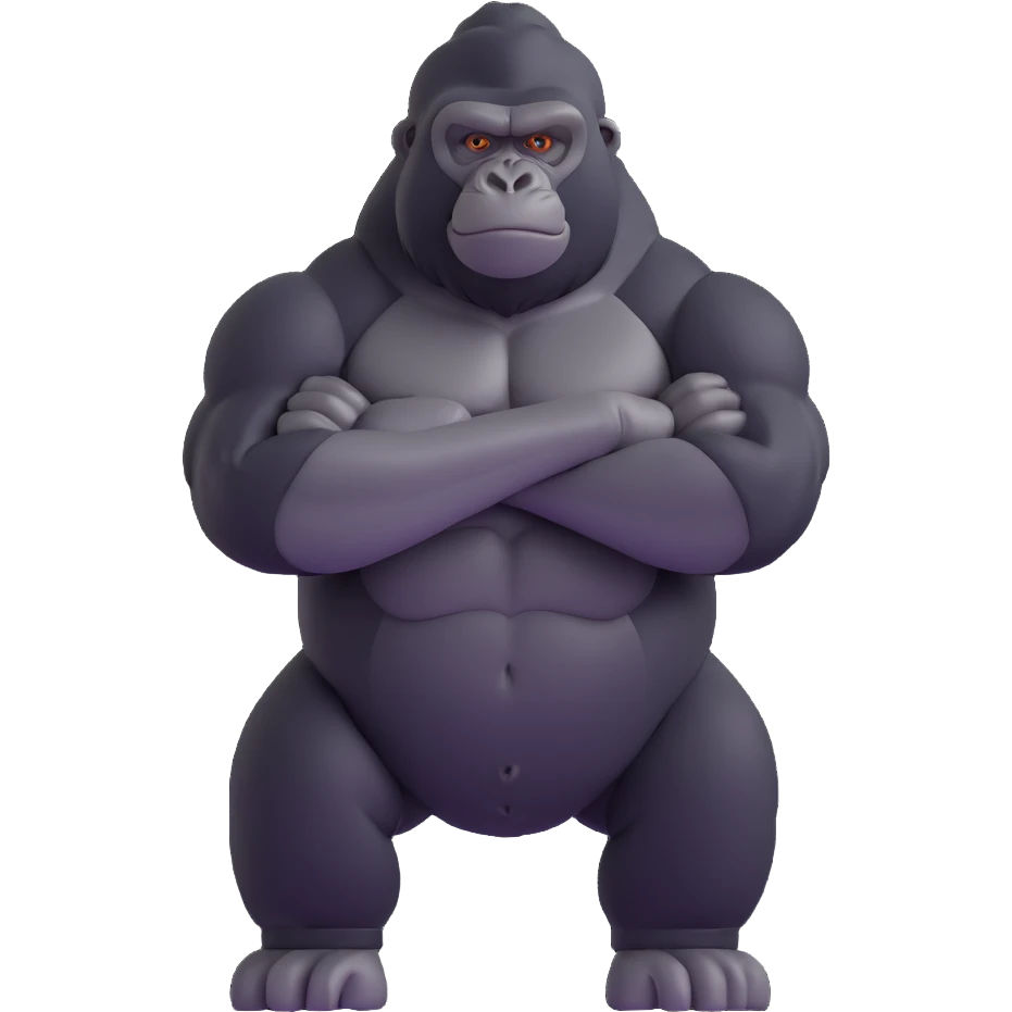gorilla standing, arms crossed, confident emoji