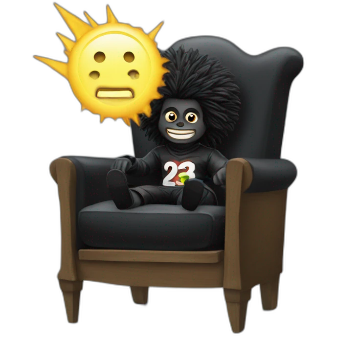 Gollywog in a chair with lightning emoji