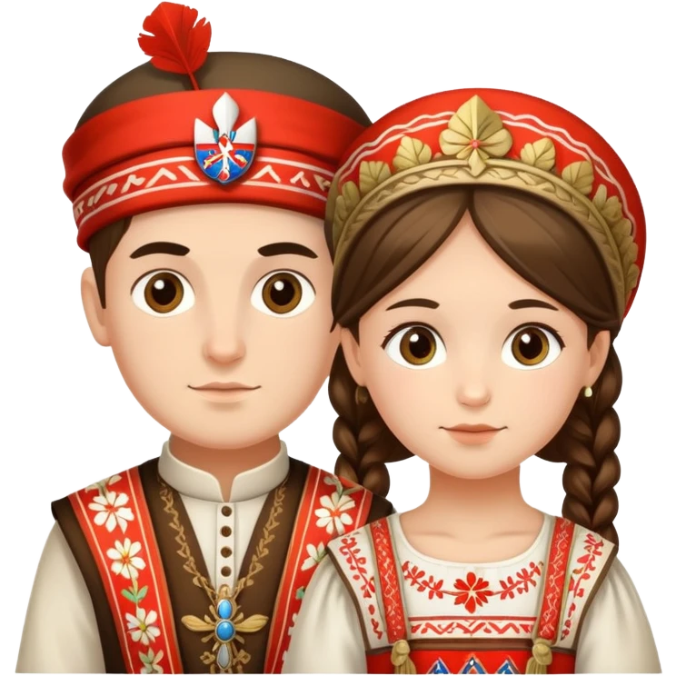 The serbian girl and boy in ther folklore clouth emoji