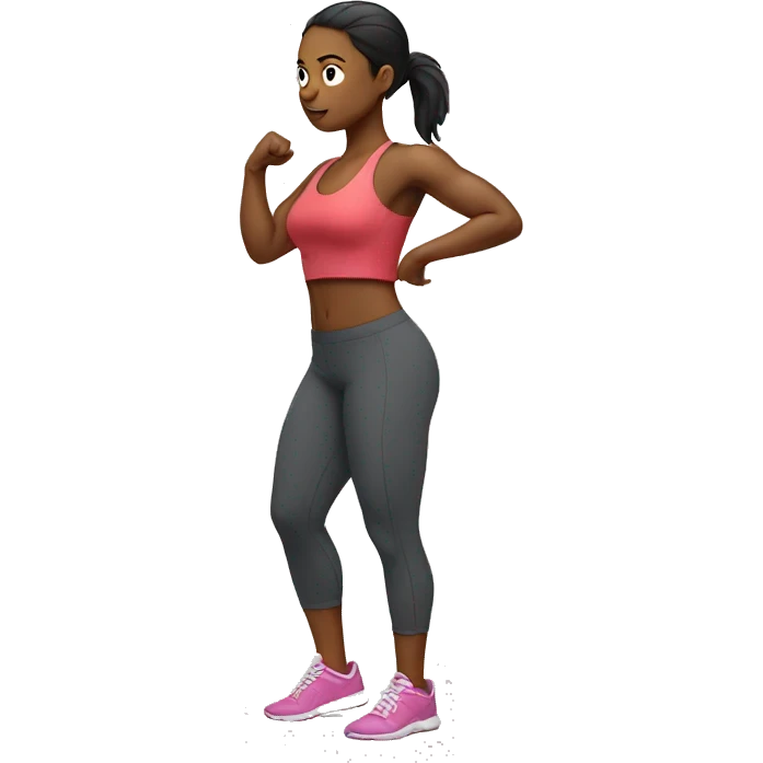 woman full body in sport wear doing squat emoji