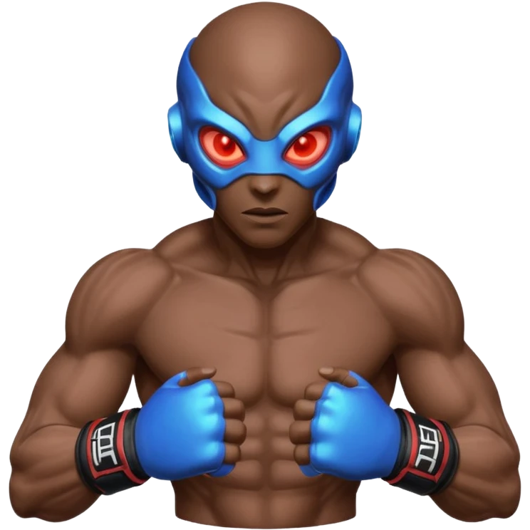 energy alien MMA fighter portrait, head and shoulders only, glowing veins, crackling aura, futuristic fight gloves, intense glowing eyes, 3D cartoon, mobile game icon style, clean background, no text, no watermark
 emoji