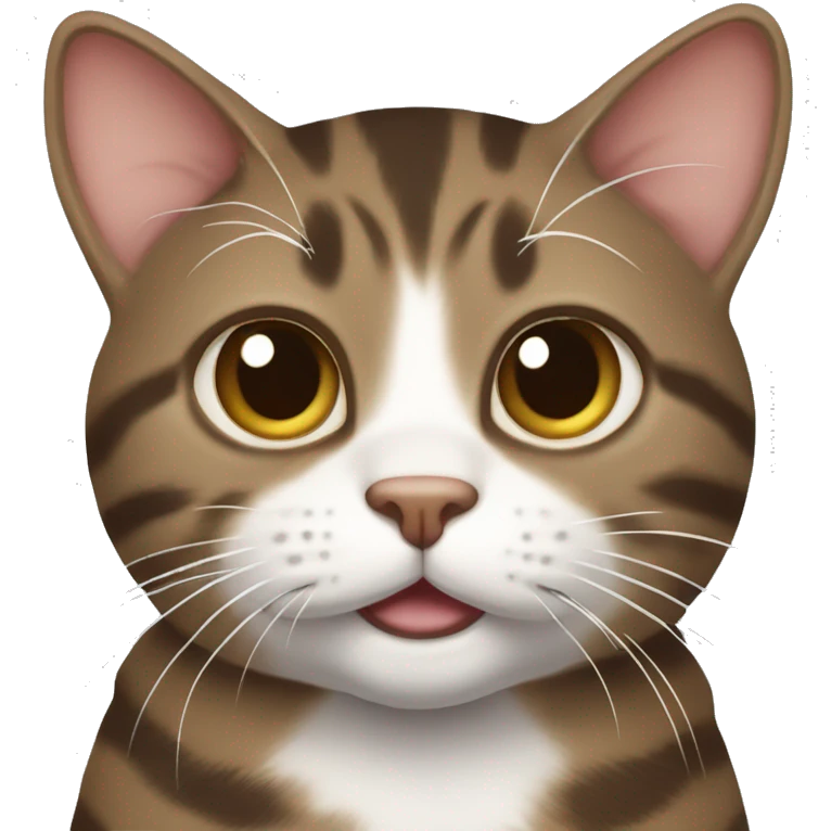 Chubby brown tabby cat with white streaks emoji