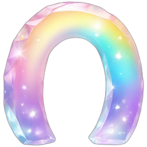 glossy Pastel iridescent rainbow crystal crescent emoji