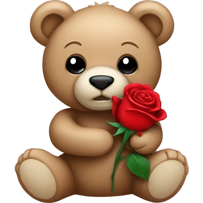 Teddy bear holding a red rose emoji