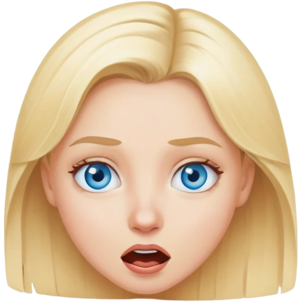Blonde girl with blue eyes making a funny face  emoji