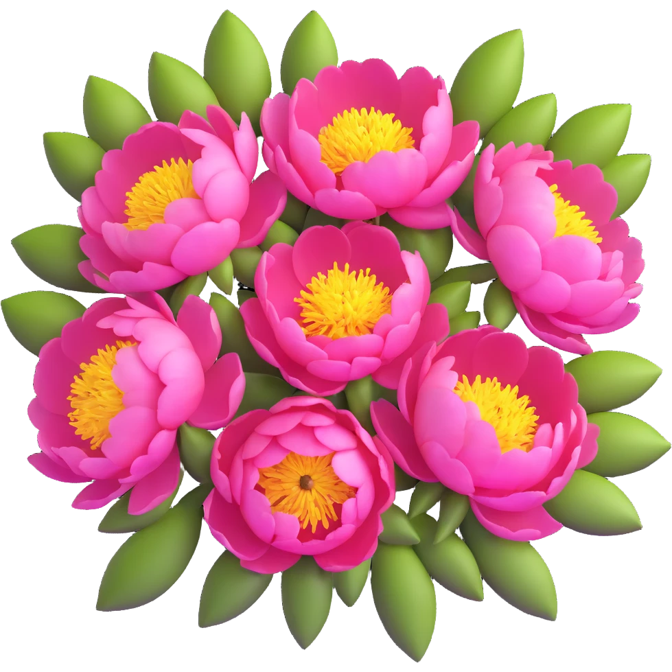 lush bouquet of peony flowers emoji