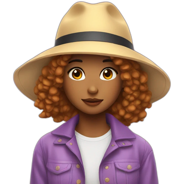 a girl with a hat bts emoji