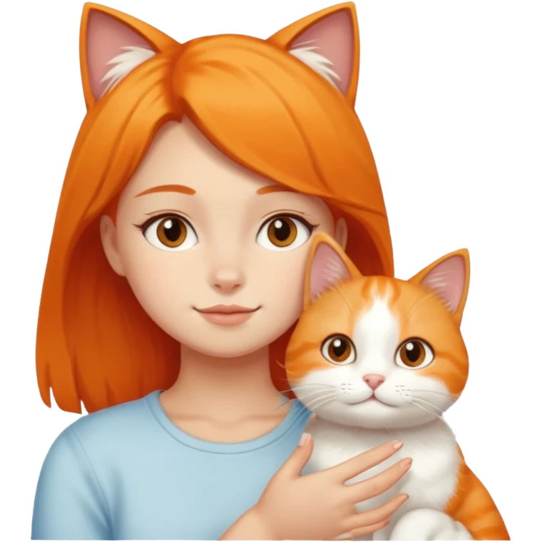cat and girl emoji